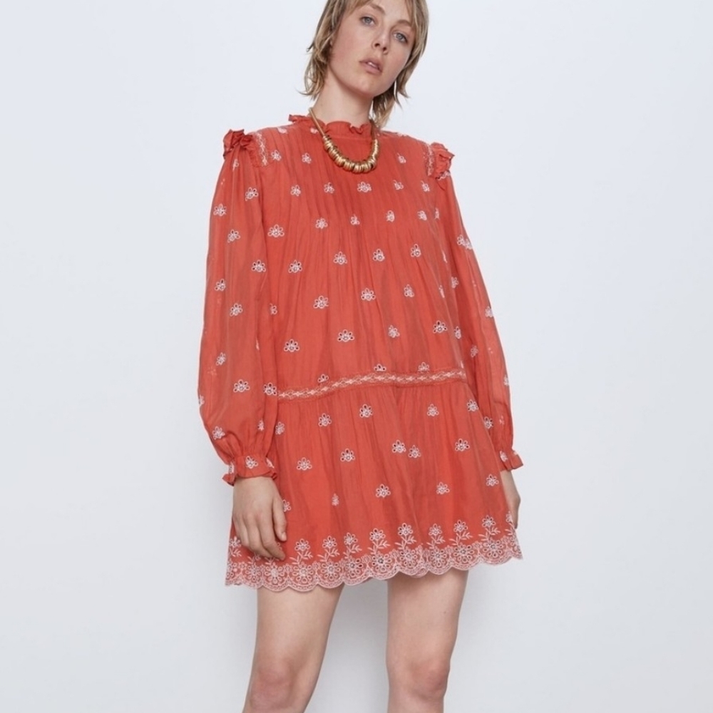 SOLD! Do not buy! Zara embroidered corral dress